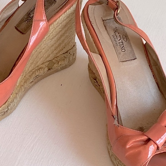 Valentino Pink Patent Leather Wedge 🎀 Bow Espadrilles with Original 📦 Shoe Box - Picture 11 of 16